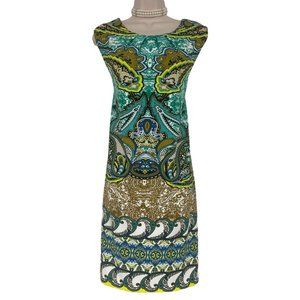 Size 16 XL 1X PAISLEY‎ PRINT SLEEVELESS SHIFT DRESS Summer Classy Plus Size